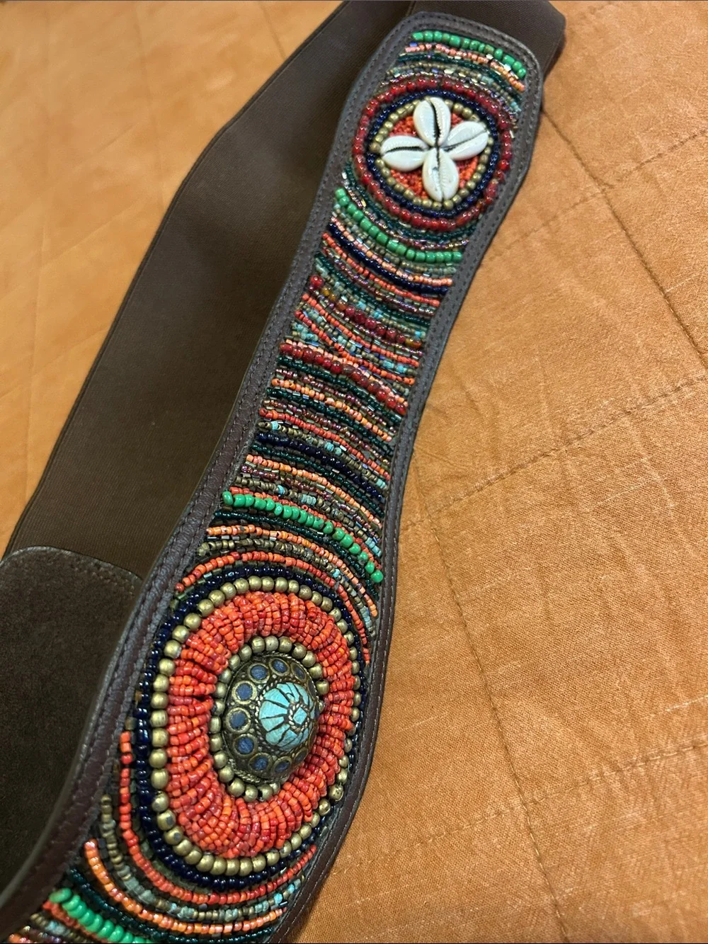 Chico’s brown leather braided decoration front belt